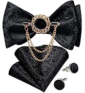 DiBanGu Paisley Floral Bow Tie Set with Lapel Pin Formal Wove Self Bow Tie Pocket Square Cufflink...