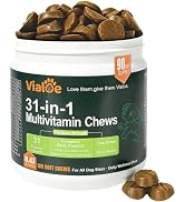 Vialoe 31-in-1 Dog Multivitamin Soft Chews | Glucosamine+Chondroitin+MSM | Wild Alaskan Salmon Oi...