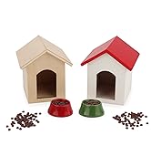 Miniature Dog House with Dog Bowl & Dog Food 1:12 Scale Dollhouse Furniture
