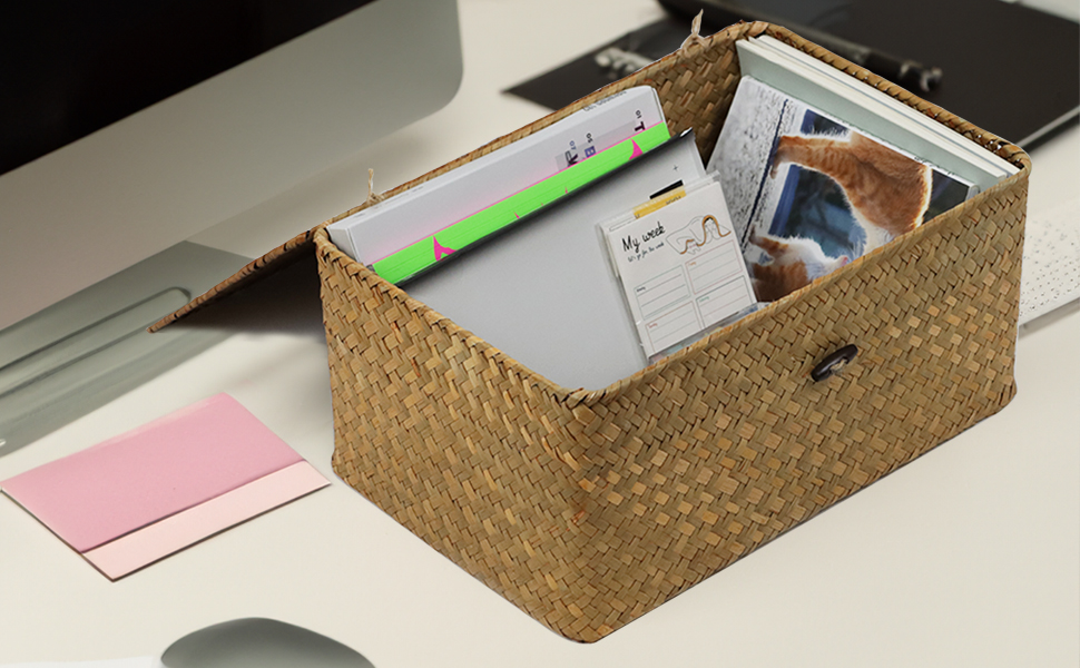 Wicker Storage Basket with Lid