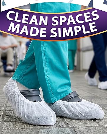 100 Pack Disposable Shoe Covers Sneaker Boot Covers White Shoe Protectors Non Slip Shoe Booties