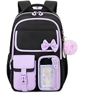 ASKSKY Girls Backpack, School Backpack for Girls, Cute Bow Kids Bookbag for Grils Children Teens ...