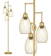 Dimmable Floor Lamp, 3 x 800LM LED Edison Bulbs Included, Farmhouse Industrial Floor Lamp Standin...