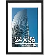 PEALSN 24x36 Poster Frame, Display Pictures 20 x 30 with Mat or 24 x 36 Without Mat, Poster Frame...
