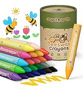 JUPITEARTH 24 Non-Toxic Beeswax Crayons, Jumbo Crayons for Toddlers 1–3, Silky & Washable, Easy t...