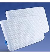 Ultra Thin Flat Pillows for Sleeping Standard Size Set of 2, Cooling Gel Infused Memory Foam Pill...