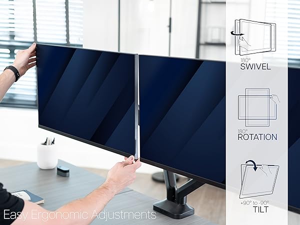 Pneumatic Arm Dual Ultrawide Monitor Desk Mount