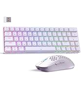 DIERYA Wireless Gaming Keyboard and Mouse Combo, DK63 & M1 60% Mini RGB Keyboard w/Red Switches &...