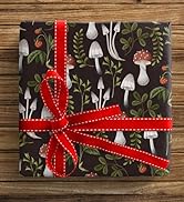 ZINTBIAL Mushroom Wrapping Paper for Kids Adults- Black White Funny Plant Gift Packaging for Spri...