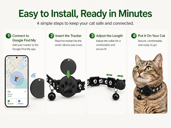 Pet Tracker,GPS Collar for Cats (Android Only) Smart tag
