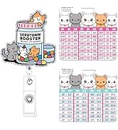 Cosmisun Cat Badge Reel and Buddy - Funny Cute Cats Mom Badge Buddy Horizontal w/Height & Weight ...