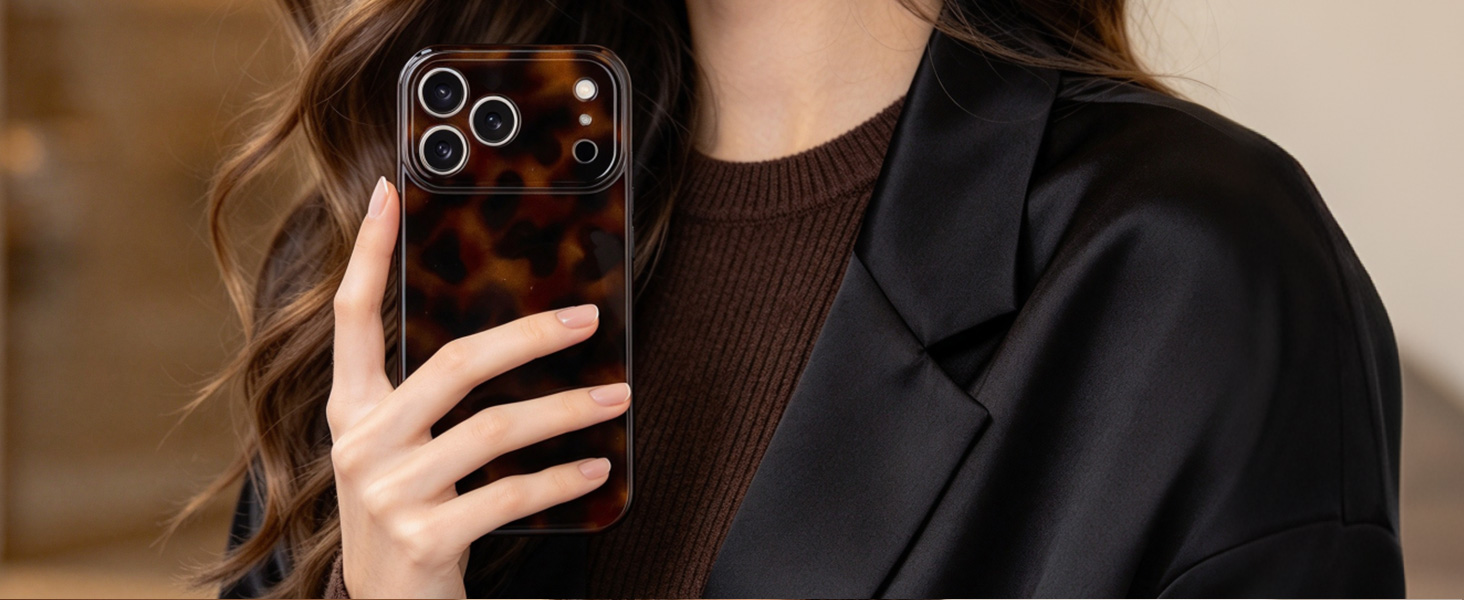 Wlxee for iPhone 17 Pro Max Case Aesthetic Tortoise Shell Leopard Pattern