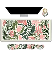 DINKY Floral Desk Mat, Large Mouse Pad with Wrist Rest, Desk Matt for Desktop, Anti-Slip XXL Ergo...
