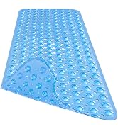 Naoloture Extra Long Bathtub Mat Non Slip, Clear Blue Soft Bath Mat for Tub 40 x 16 Inch Full Siz...