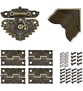 Antique Engraved Decorative Hasp Latch Hasp Hinges and Box Corner Protectors for Jewelry Box Cabi...