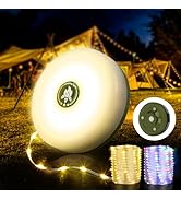 OGERY Camping String Lights, 4 in 1 Quick Storage 32.8FT Rechargeable Tent Lights String with 8 L...