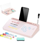 DOLLAR BOSS 12''x7'' Glass Desktop Whiteboard Small Dry Erase Board with Storage Drawer Computer ...