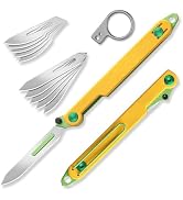 VIRENKNIFE Mini Folding Scalpel with 5pcs #24 and 5pcs #60,G10 Handle EDC Utility Knife with Line...