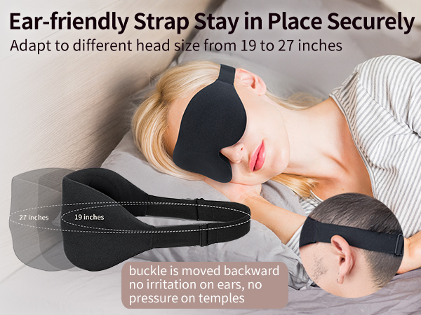 fully adjustable strap one size for all elastic band buckle ear-friendly stay in place long-lasting