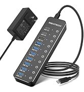 Powered USB Hub, RSHTECH 10-Port USB 3.2/USB C Hub 60W with 10Gbps USB-A 3.2, 2 USB-C 3.2, 7 USB ...