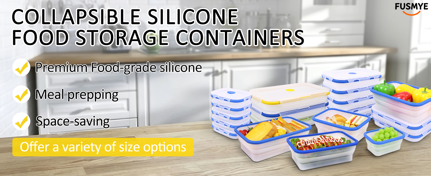 Translucent Collapsible Silicone Food Storage Containers with Lids