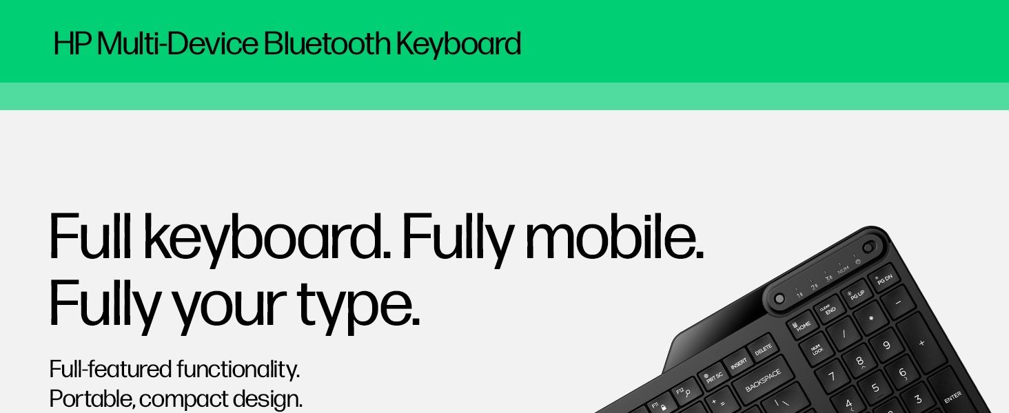 hewlett packard hp multi device bluetooth keyboard bt kb full portable compact mobile