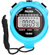 PULIVIA Stopwatch Timer Lap Split Digital Stopwatch with Clock Calendar Alarm, Large Display Stop...