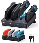 Multi-Device Charging Dock for Nintendo Switch 2/Switch 1/OLED Controller, Horizontal Charger Sta...