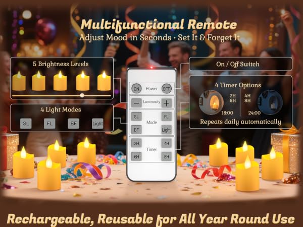 rechargeable led tea lights candles with remote control usb charging base station timer