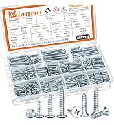 Dianrui 288 PCS Wood Screws Assortment Kit, Assorted Sheet Metal Screws #4/#6/#8/#10, ?Phillips D...