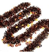 CCINEE 33FT Halloween Tinsel Garland,Pumpkin Metallic Hanging Garland for Halloween Party Decorat...