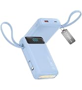 Nusyddy Portable Charger 27000mAh 22.5W w/Built-in Cable & LED Display Blue | 22.5W Fast Charging...