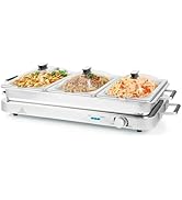 ARLIME Food Warmer Buffet Server, 450W Stainless Steel Electric Warming Tray, Adjustable Temperat...