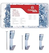 CrimsonMark 184 Picture Hanging Kit & Wall Hooks, 20 lb, 30 lb, 50 lb Capacity – Durable Iron Han...