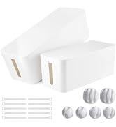 Cable Management Box, 2 Pack Large & Medium Cable Organizer Box with 17 PCS Cable Management Set,...
