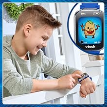 Kid presses screen buttons on DX4 to play exciting games like Monster Catcher and more.
