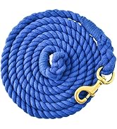 Jeffers Equine Twisted Solid Cotton Horse Lead Rope, 10'L, Blue, Lightweight, Rust Resistant Bras...