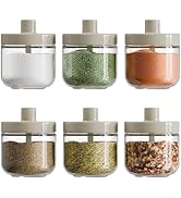 ShanSon 6 Pcs Glass Spice Jars with Spoon,10.16oz/300ml*6 Empty Cylinder Spice Bottles,Storage Ja...