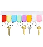 Uniclife Key Tag Rack with 8 Assorted Colors Tags Wall Mounted Key Holder White