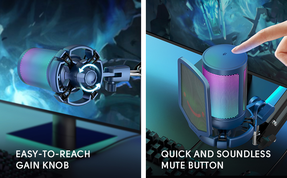 mute button and volume knob