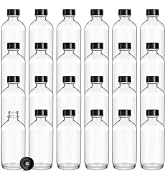 Bekith 24 Pack Clear Boston Round with Black Poly Cone Cap, 4 oz Clear Glass Bottles Sample Bottl...