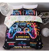 Holawakaka Twin Size Gaming Console Bed in A Bag 5 Pieces for Boys Gamer Comforter with Sheets Se...
