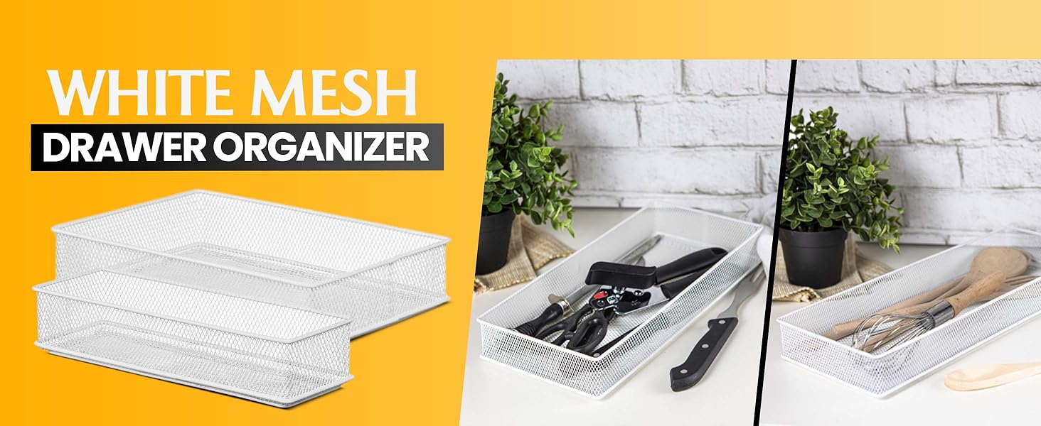 white mesh drawer organizer