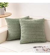 Aegero Pack of 2 Corduroy Decorative Throw Pillow Covers 18x18 InchSoft Boho Striped Pillow Cover...