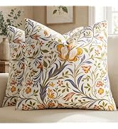 GIGIZAZA Decorative Velvet Pillow Covers - 18x18 Vintage Floral Patterned Throw Pillows Set of 2 ...