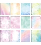 Tlenpo Decorative Watercolor Stationery Paper, 60 Double-Sided Sheets, 12 Designs Writing Paper f...