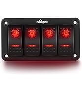 Nilight 4 Gang Rocker Switch Panel 5Pin On Off Toggle Switch Aluminum Holder 12V 24V Dash Pre-Wir...