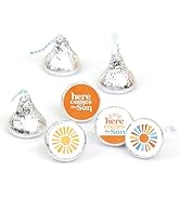 Big Dot of Happiness Here Comes The Son Small Party Stickers, Boy Boho Baby Shower Round Candy Fa...
