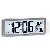 Soobest 8.5 Inch Digital Wall Clock Battery Operated with Backlight, Temperature, Date, Day & Aut...