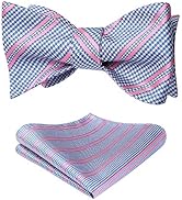 Bow Ties for Men Check Plaid Self Tie Bow Tie and Pocket Square Bowtie Formal Tuxedo Wedding Bowt...